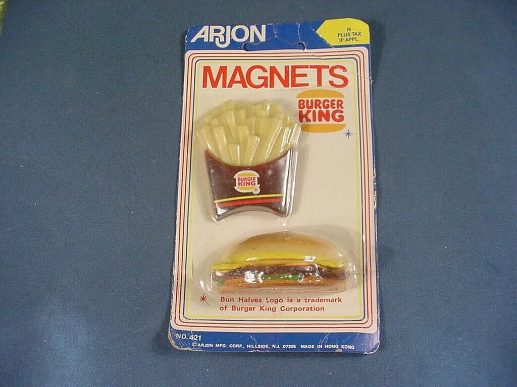 Vintage Arjon 1984 Burger King Magnets Cheeseburger & Fries New Old Stock Works