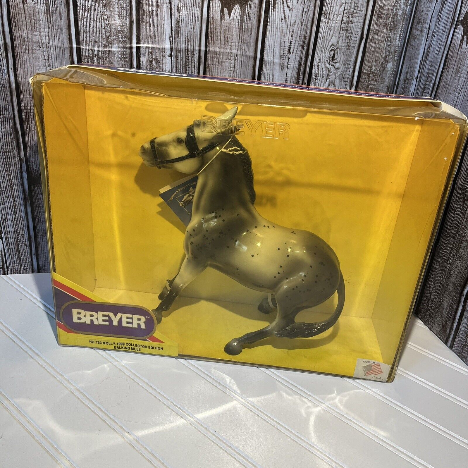 Vintage Breyer Model Horse Balking Mule Molly Gray Appaloosa New Box #753 1999