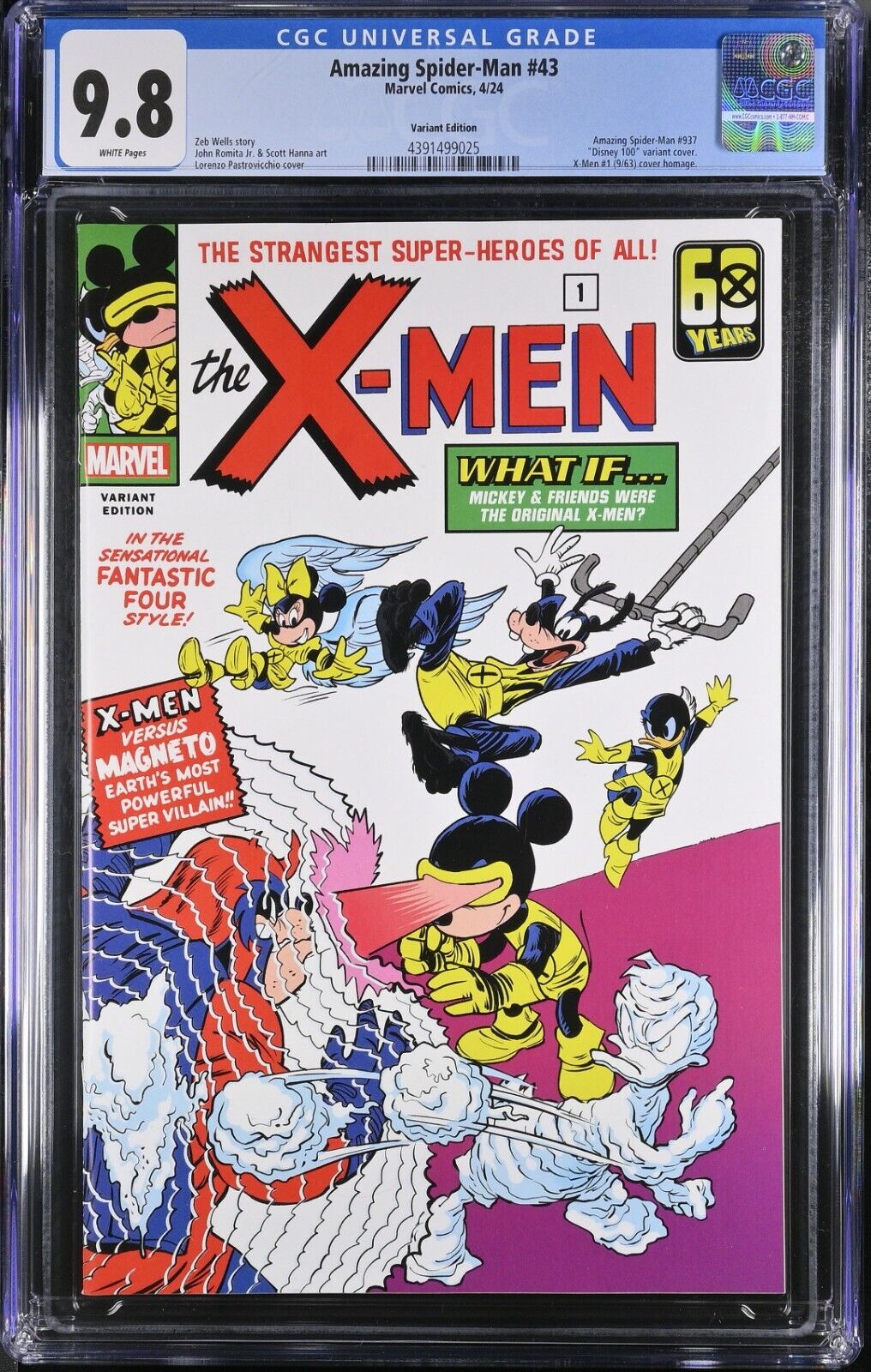 Amazing Spider-Man #43 CGC 9.8 Disney 100 X-Men 1 1963 Homage Cover Marvel 2024