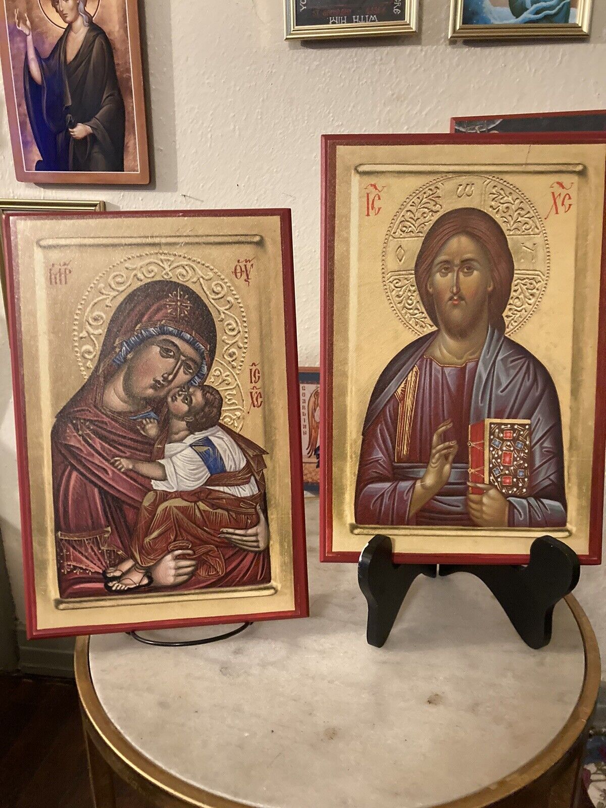 Christ & Theotokos Orthodox Christian Legacy Icons Set 12x8