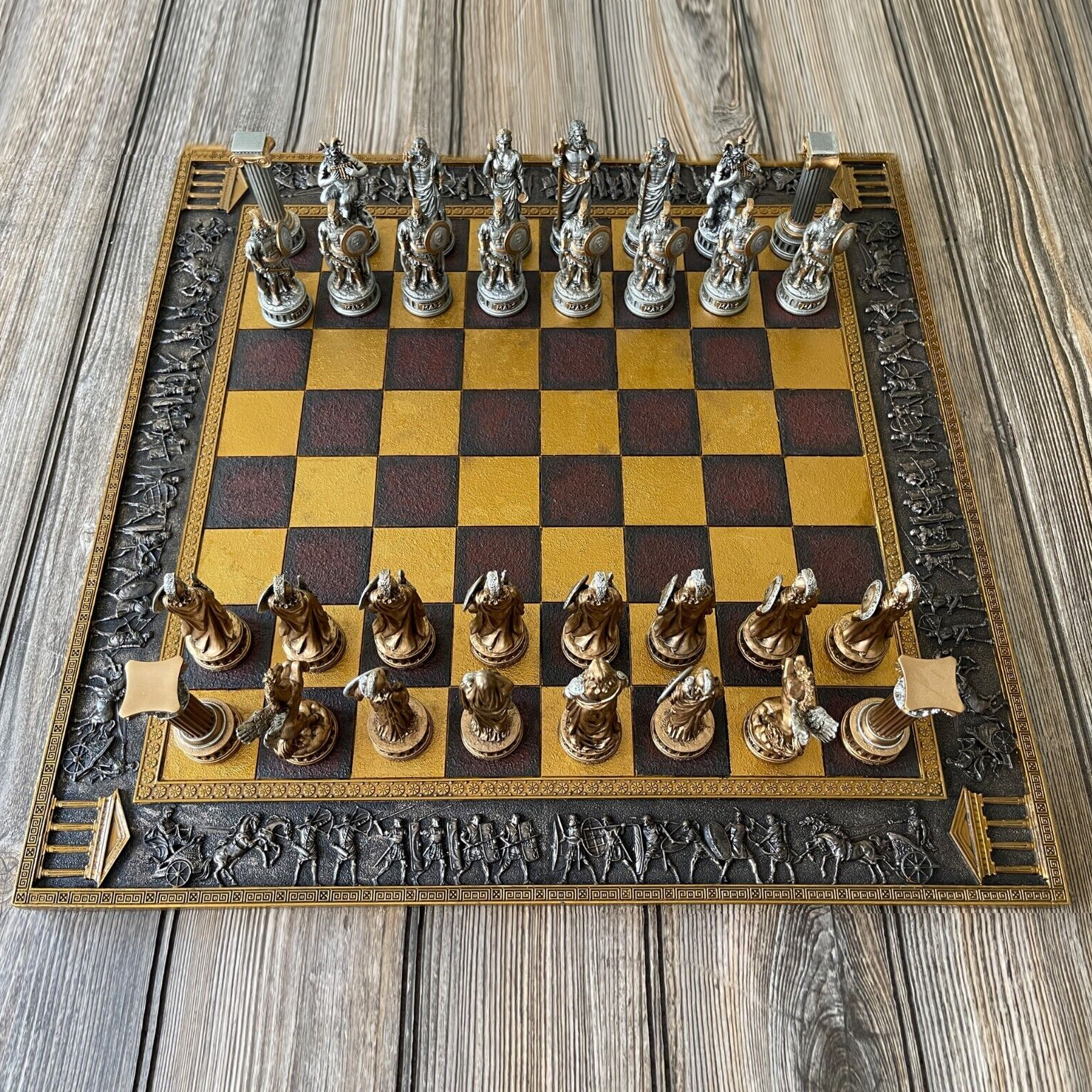 Custom Made Home Chess Unique Greek VS Roman Pantheon Chessman Set Décor Gift