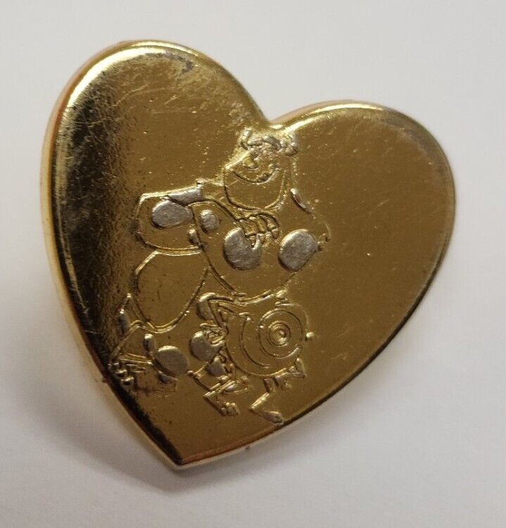 Disney Pin Monsters Inc Mike & Sully 2012 Gold Toned Heart Pin Pixar