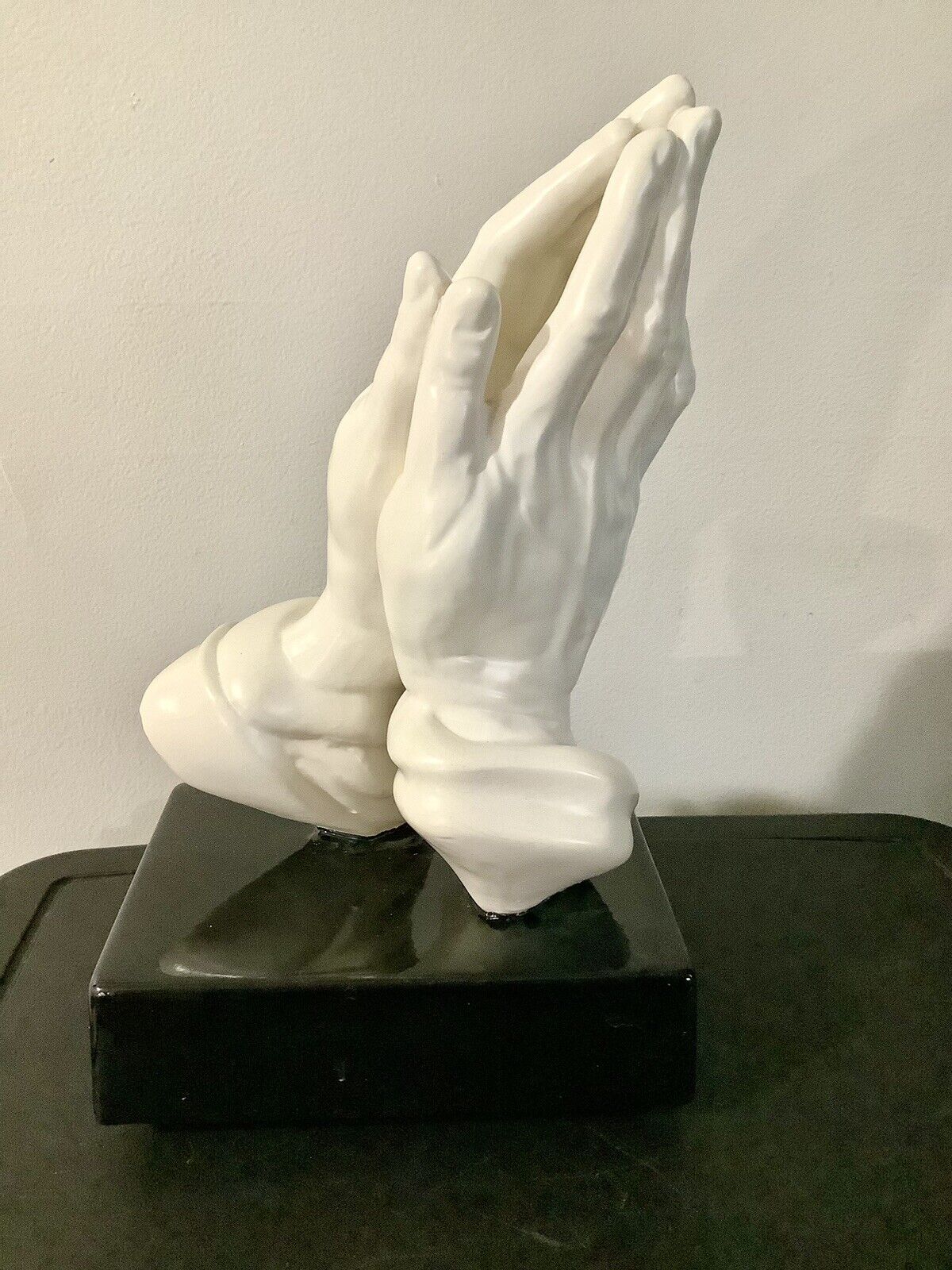 Vintage 1970s Atlantic Mold Ceramic Pottery Praying Hands Sculpture, White,  10\