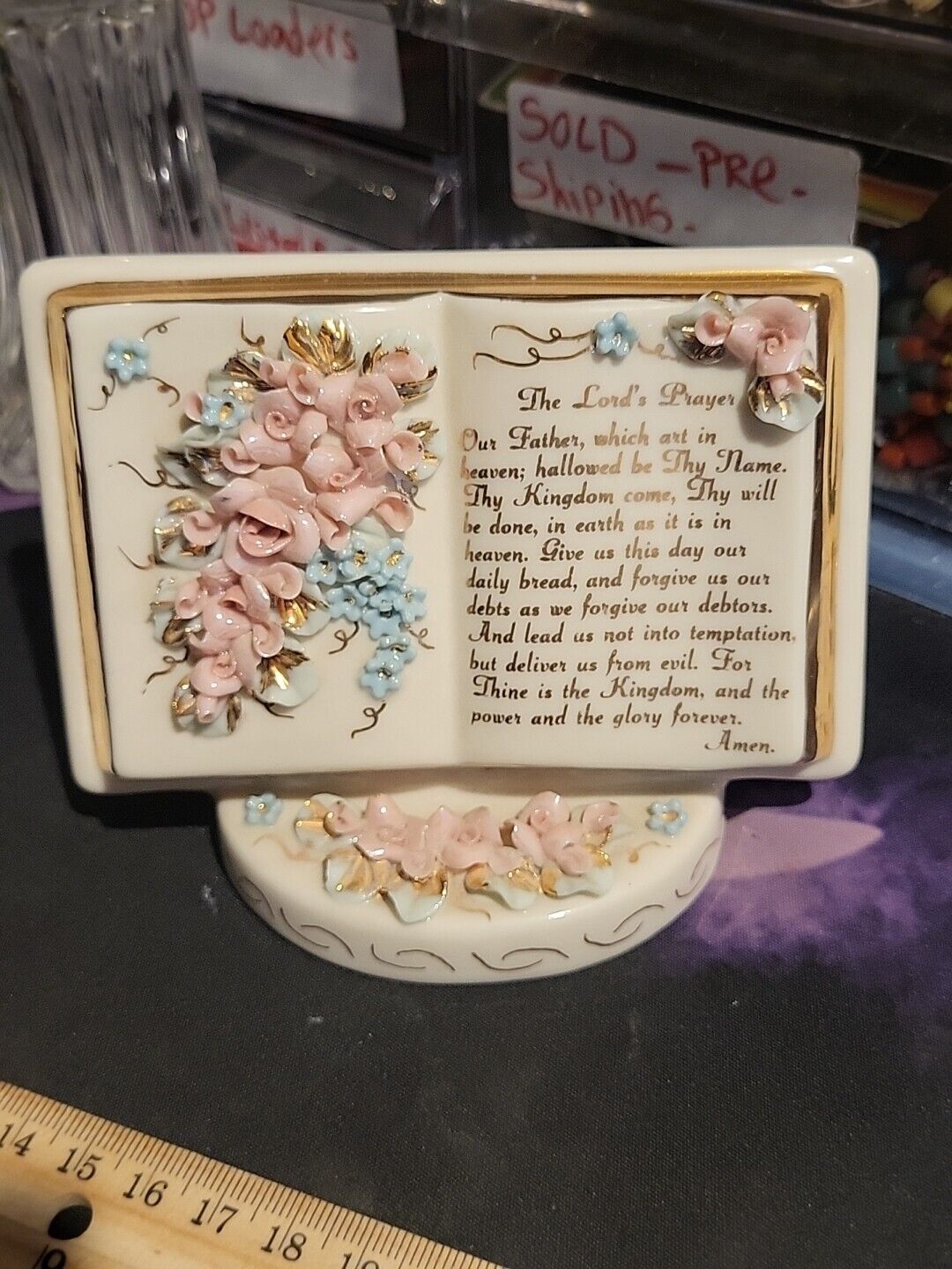 Vintage  The Lords Prayers Porcelain  Bible  Hand Made Peggy Fanucchi