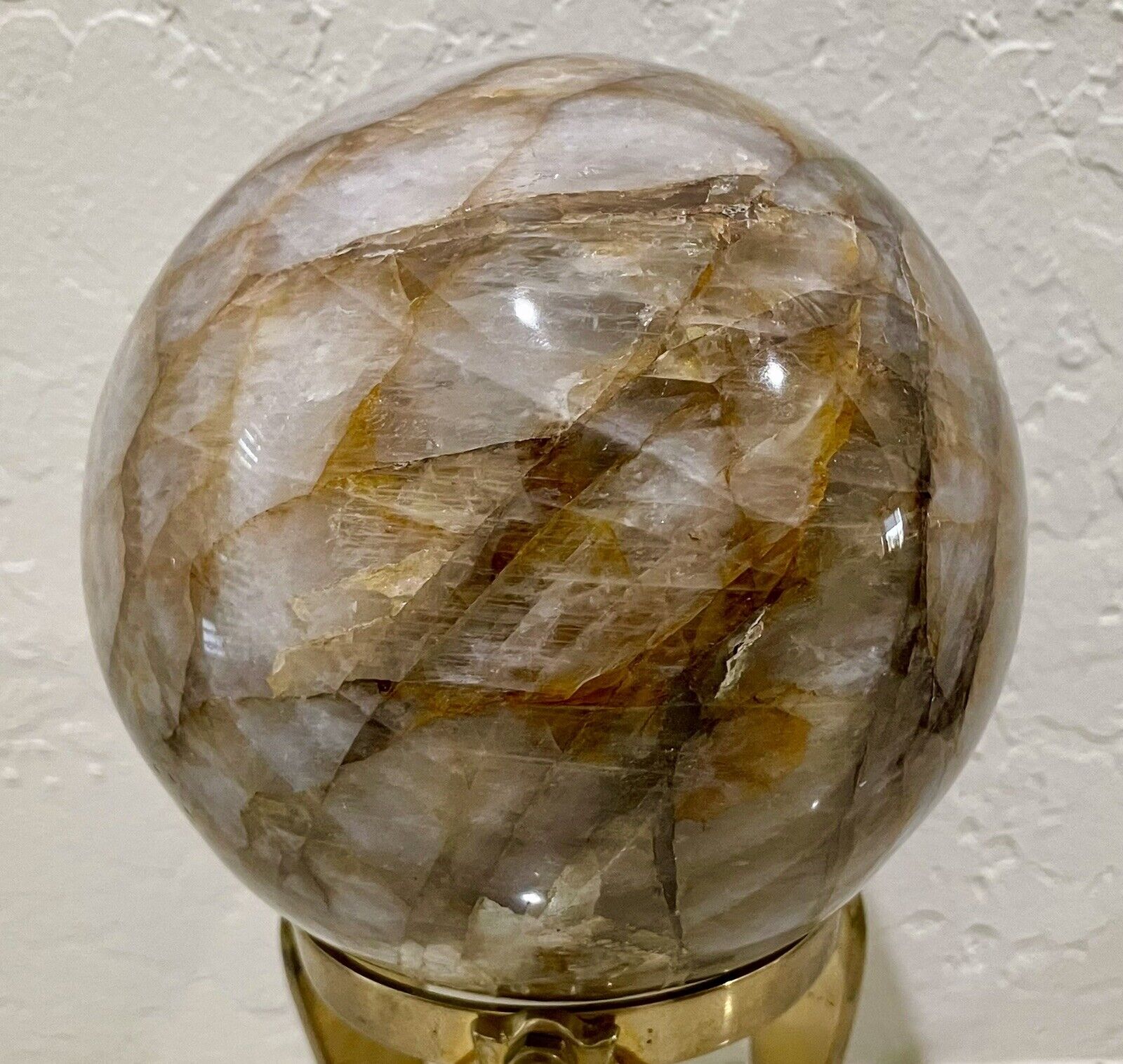 Large Golden-Veined Quartz Sphere
