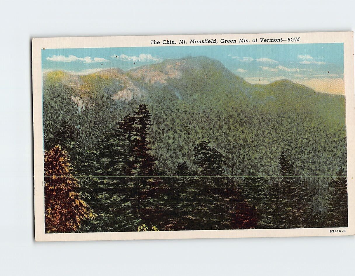 Postcard The Chin Mt. Mansfield Green Mts. of Vermont USA