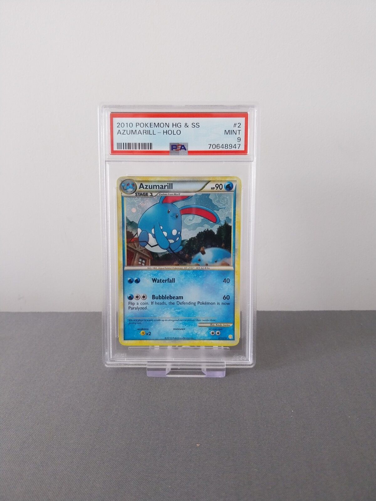 2010 HeartGold SoulSilver Azumarill 2/123 - PSA 9 - Holo Rare Pokemon Card 