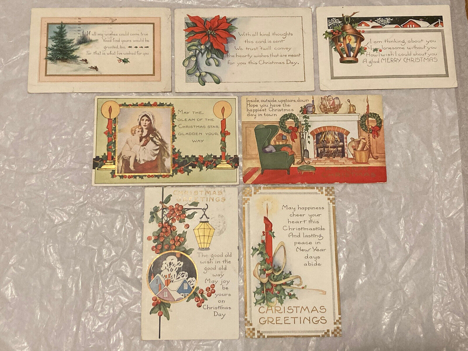 Vintage 1920\'s Whitney Made Art Deco Christmas Postcards Lot of 7