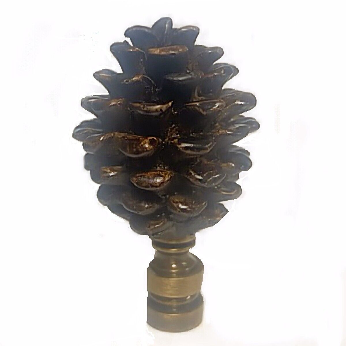 PINECONE SHADE FINIAL ANTIQUE BRASS - FINIAL THREAD- RESIN AND METAL