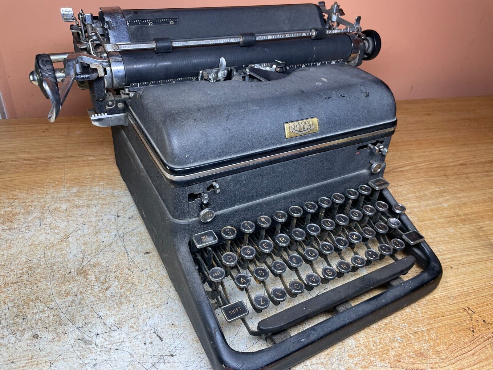 1940 Royal KMM-12 Working Vintage Desktop Typewriter w New Ink Wide Carriage