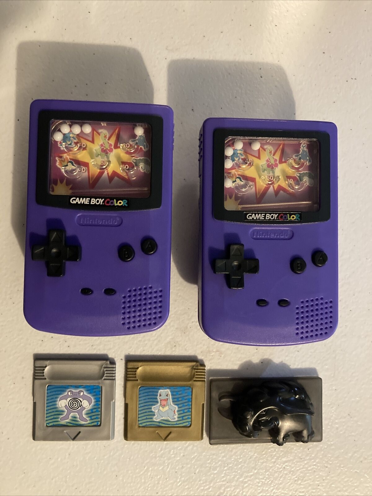 2000 Nintendo Pokemon Game BoyColor Purple Burger King Kids Meal Lot Of 2 w/Cart