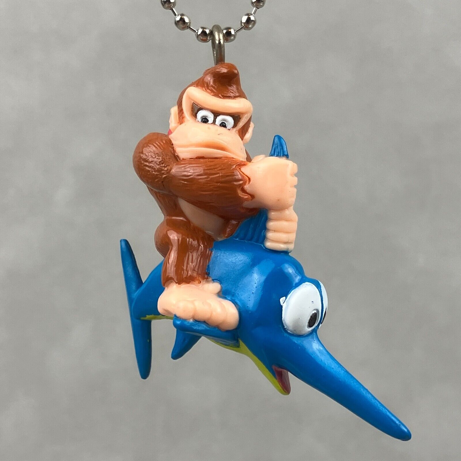 Vintage Bandai Nintendo Donkey Kong & Enguarde Swordfish Swing Keychain Figure