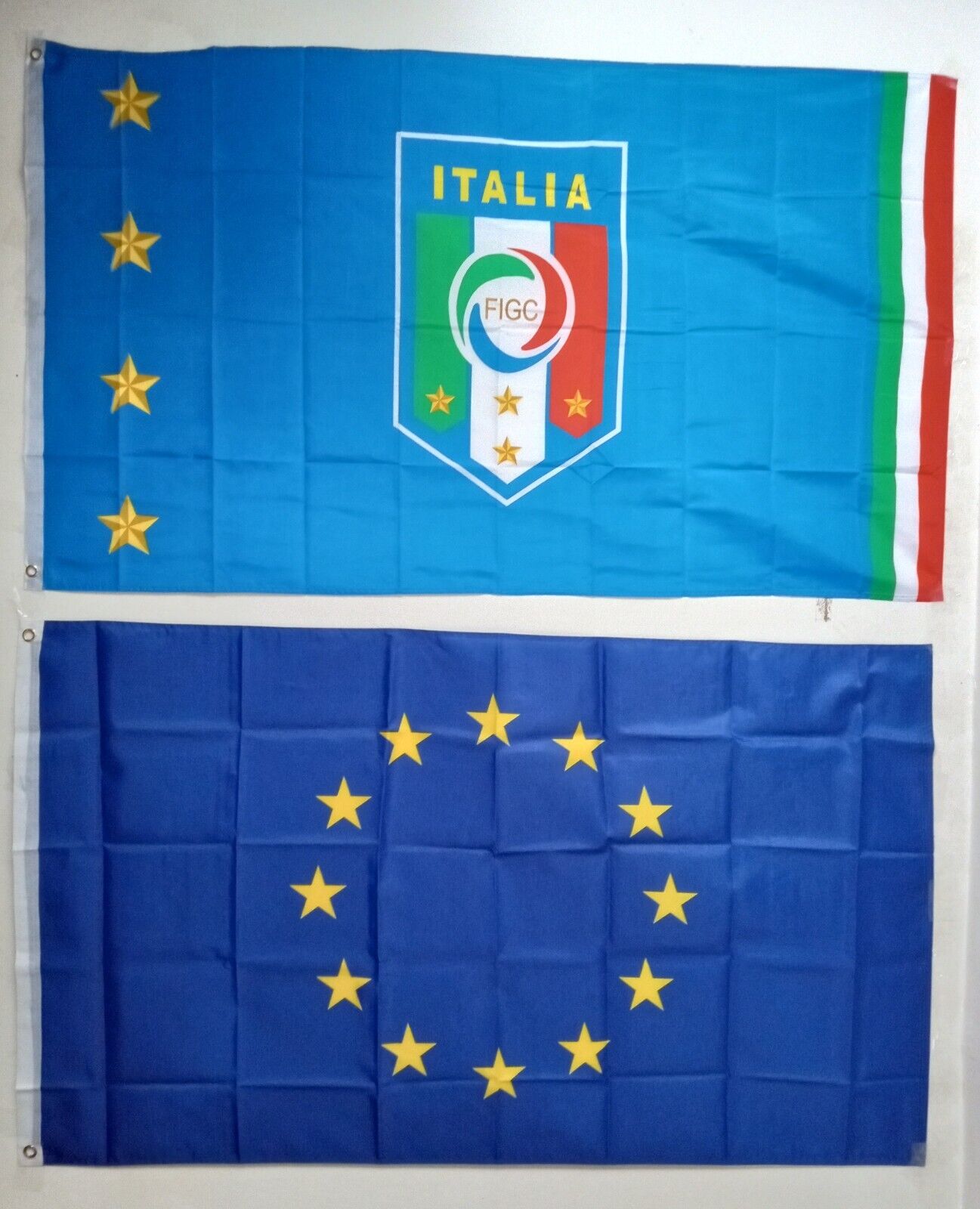 1 ITALY FEDERATION FLAG (3x5 FT) + 1 EUROPEAN COMMUNITY FLAG (3X5 FT) $35
