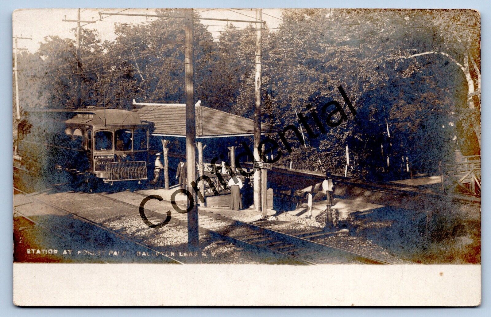 Real Photo Forest Park Trolley & Depot At Ballston Lake NY New York RP RPPC G52