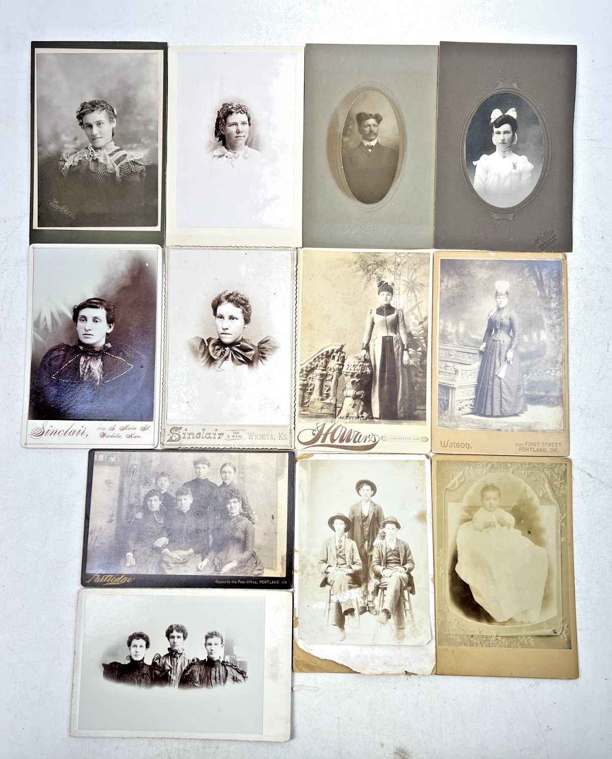 Antique Late 1800s to Early 1900s Adult & Infant Cabinet Cards - Lot of 12