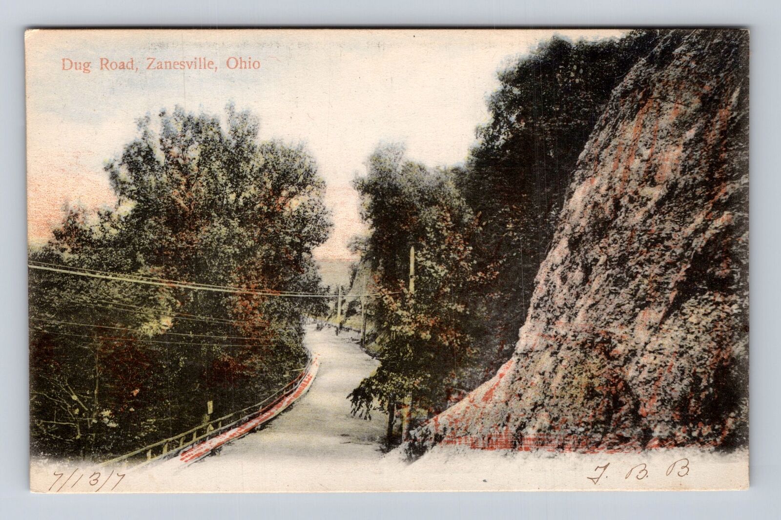 Zanesville OH-Ohio, Scene Along Dug Road, Antique Vintage Souvenir Postcard