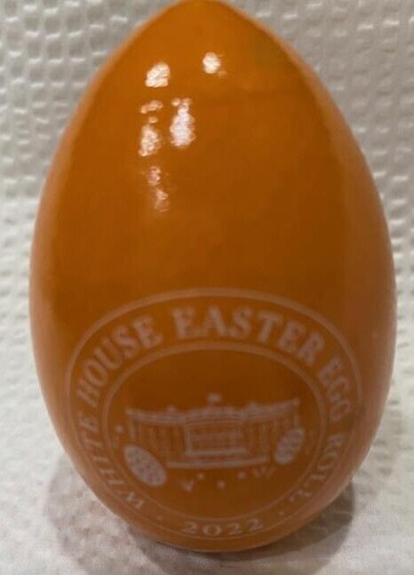 2022 Official  Joe Biden White House Easter Egg Roll Wooden RARE Orange Egg 