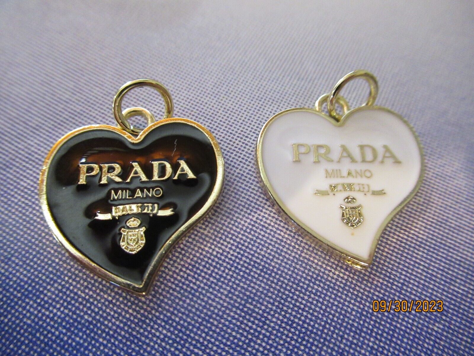 PRADA 2 ZIP PULL   20X22MM gold tone BLACK , WHITE    THIS IS FOR 2