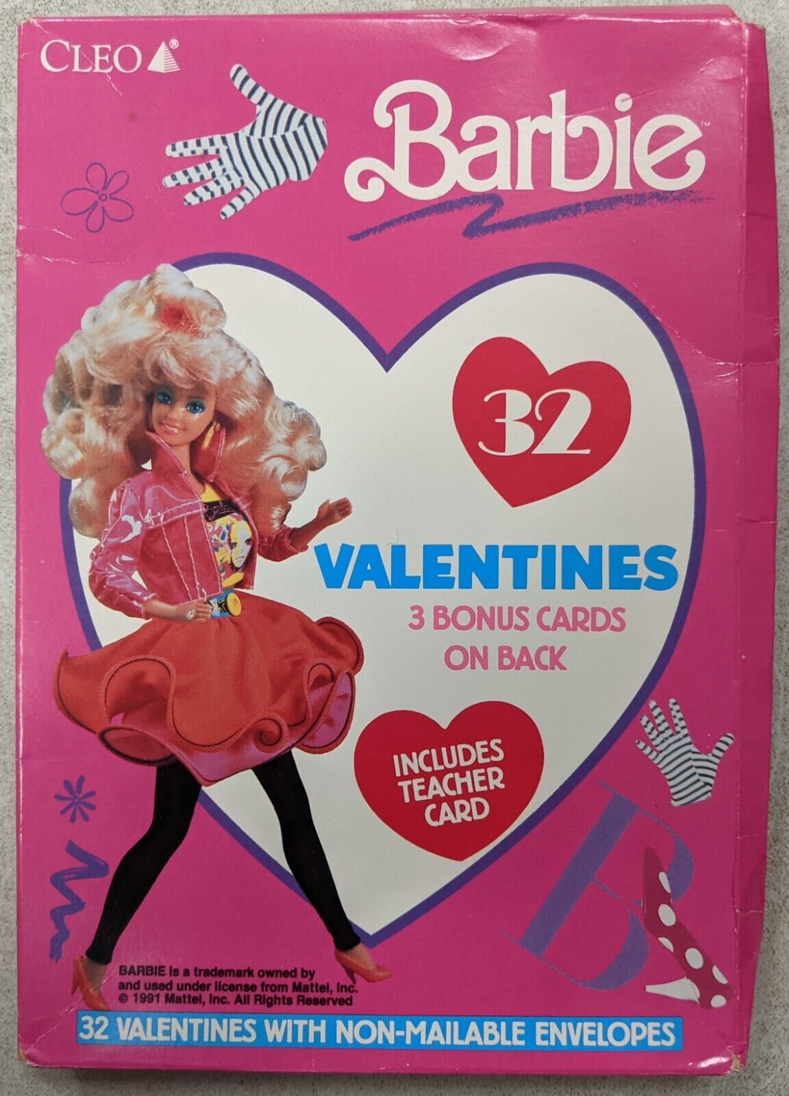 Vintage 1991 BARBIE Valentines CLEO Sealed 32 Cards + 3 BONUS Includes TEACHER