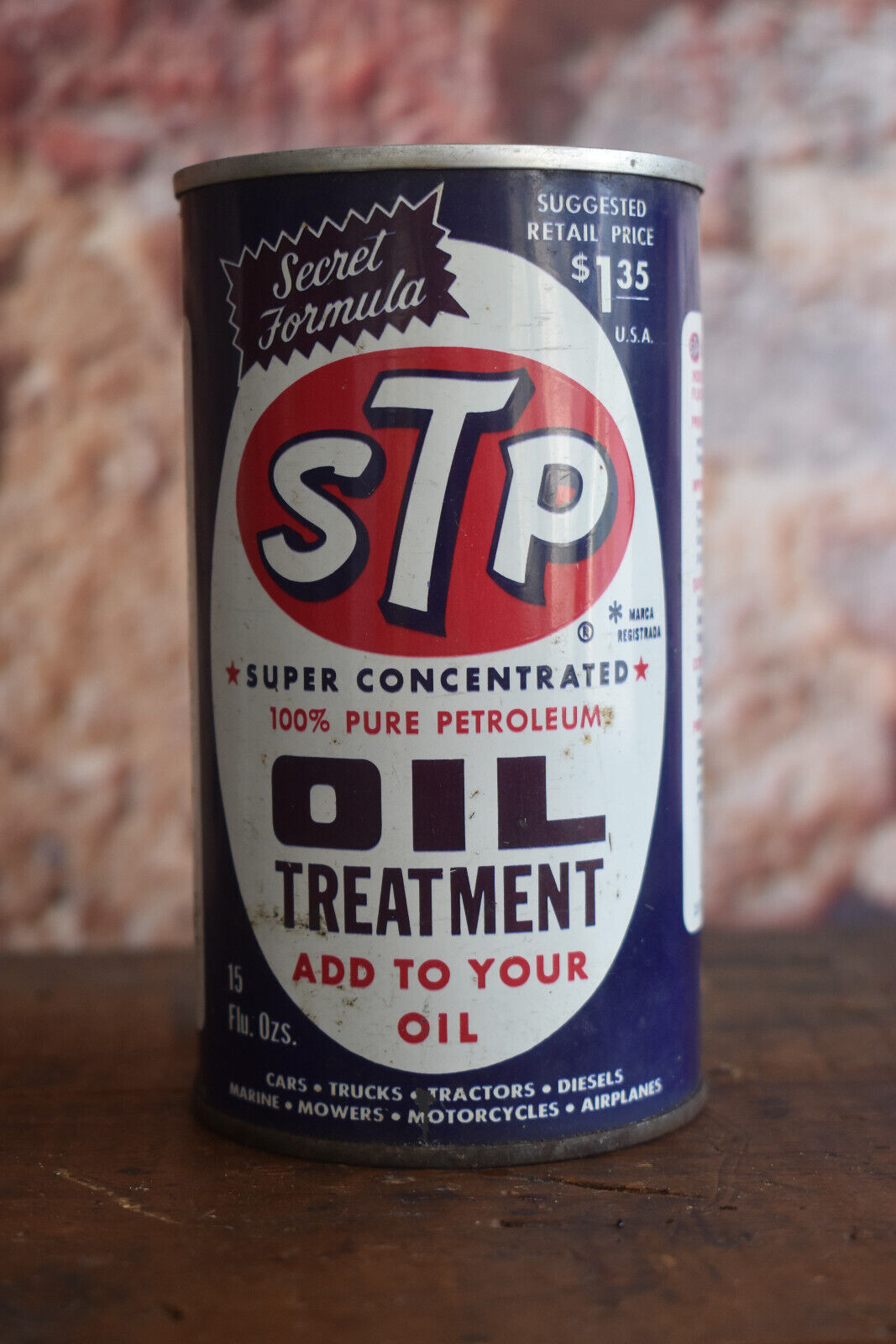 Vintage STP Super Concentrated Motor Oil Treatment Pull Tab 15 Oz Can FULL