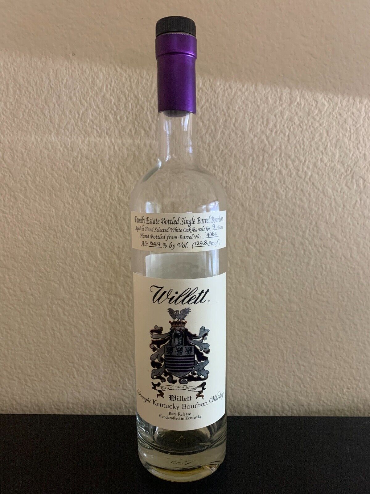 Willett Family Estate 9yr Single Barrel Bourbon #4064 Bottle