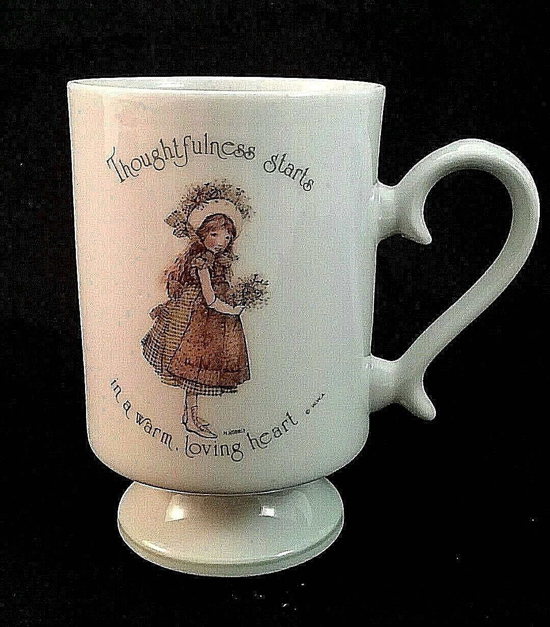 Vintage 1974 Holly Hobbie Genuine Porcelain Coffee Tea Cup Footed Pedestal Base