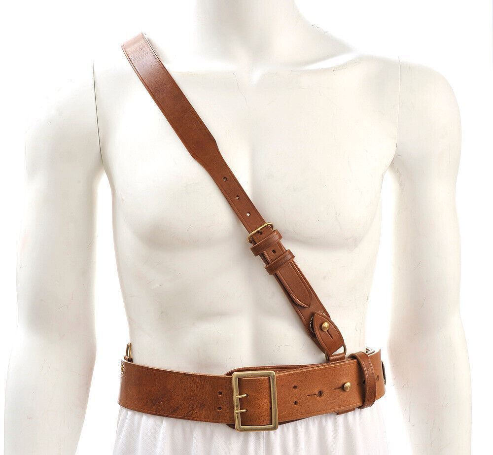 Sam Browne Belt with Shoulder Strap Brown Leather WW1 will fit 42\
