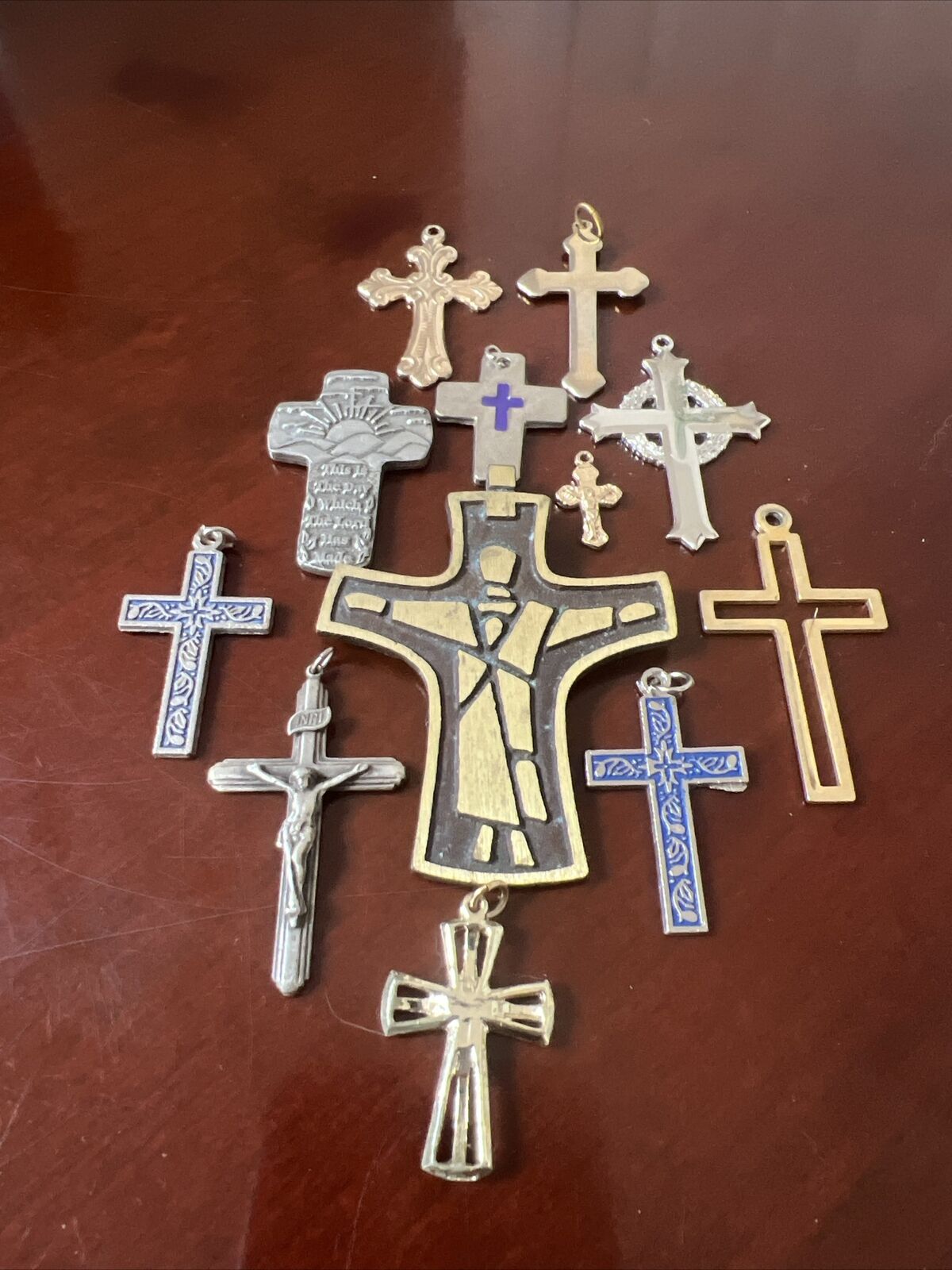 Vintage Lot of 12 crucifix pendants Different Sizes