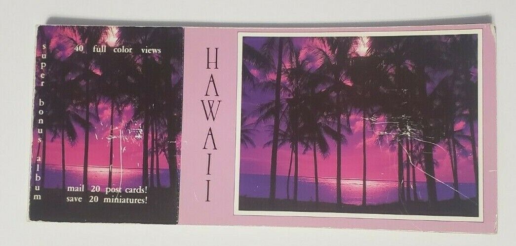 Hawaii Color View Souvenir Postcard Album 20 Cards to Mail 20 Miniatures to Keep