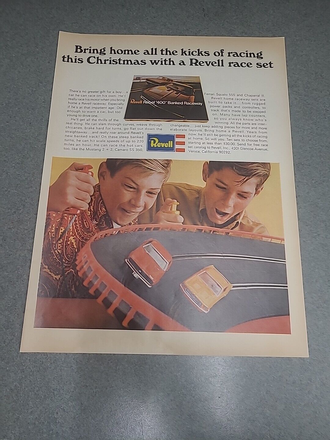 Revell Race Car Set Print Ad 1967 10x13 Great To Frame 
