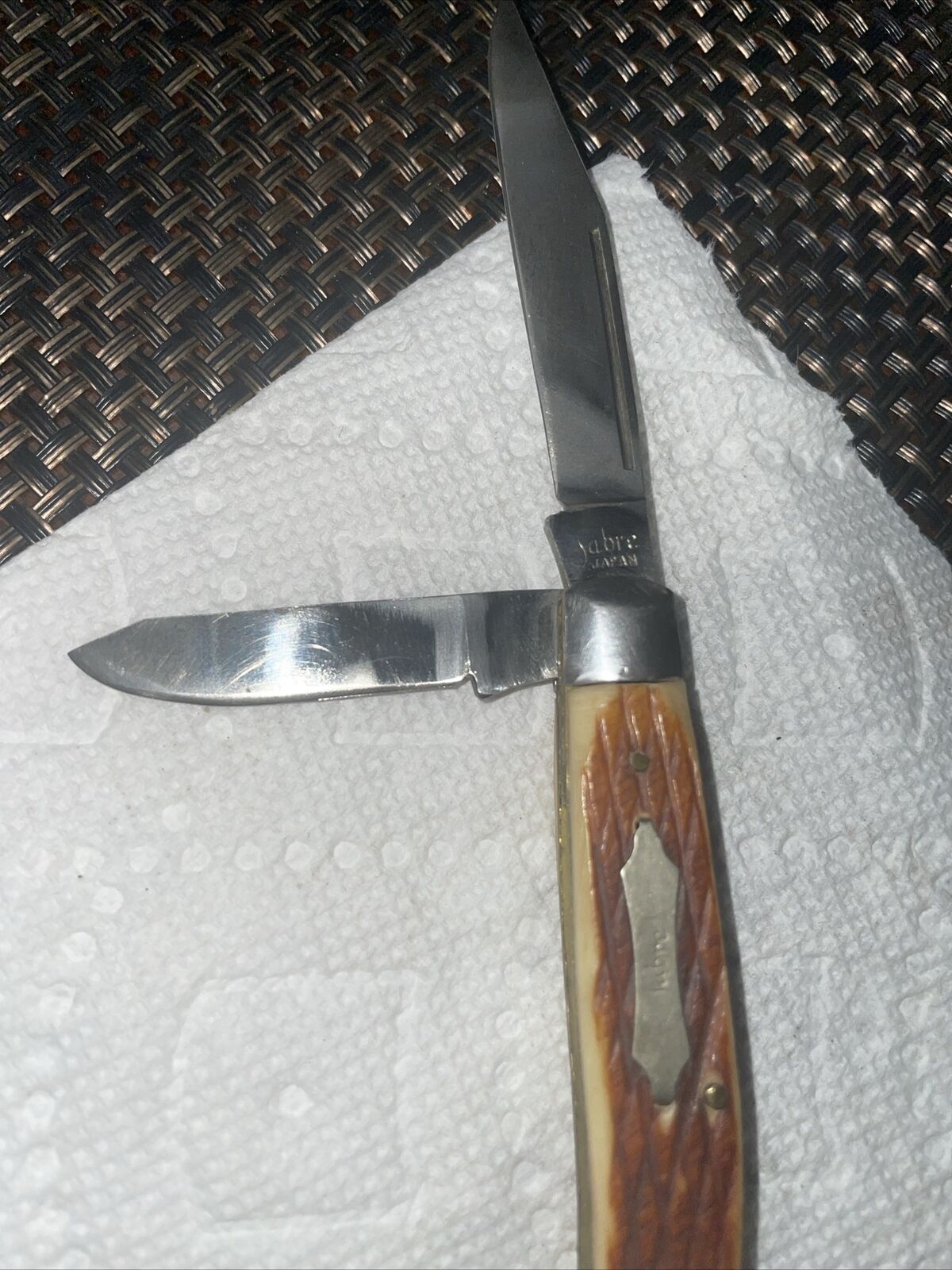 Vintage Sabre Folding 3 Blade Pocket Knife used