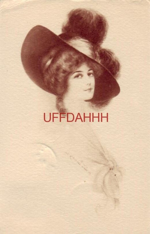1912 ELEGANT WOMAN amazing hat ILLUSTRATION - J. KNOWLES HARE, Jr cpyrt 1910