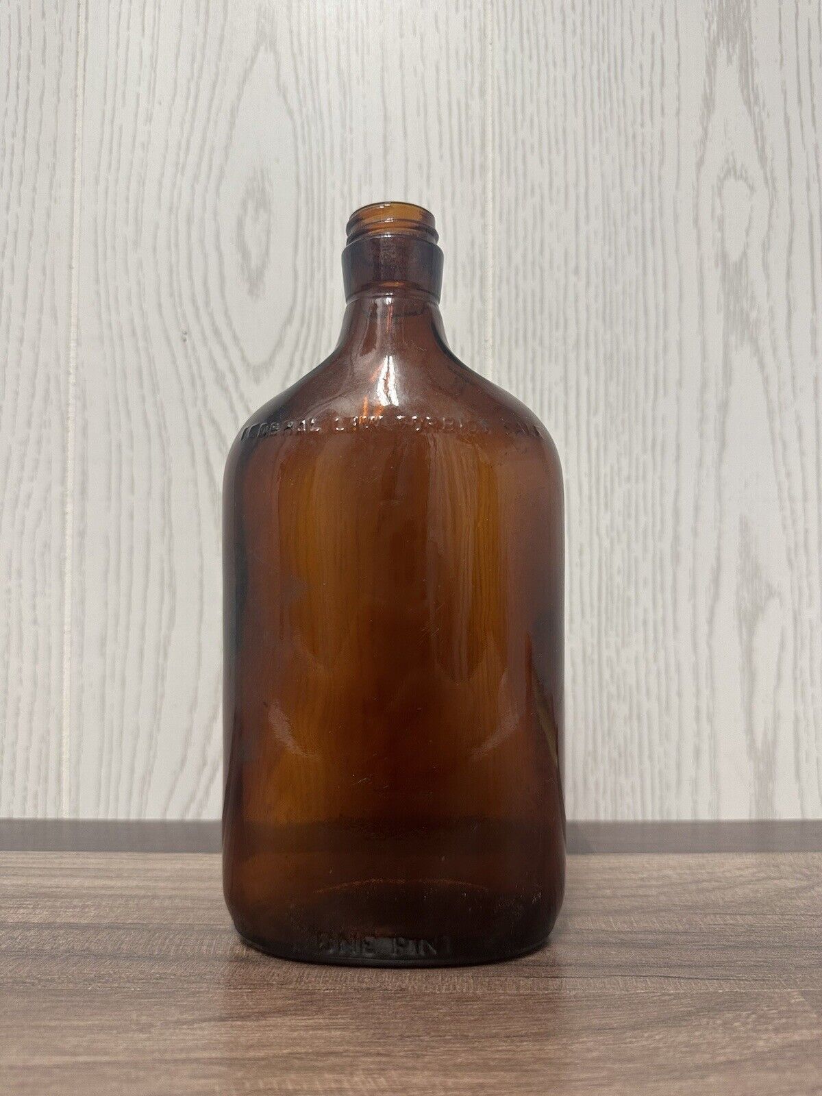 Vintage Amber Liquor Bottle.