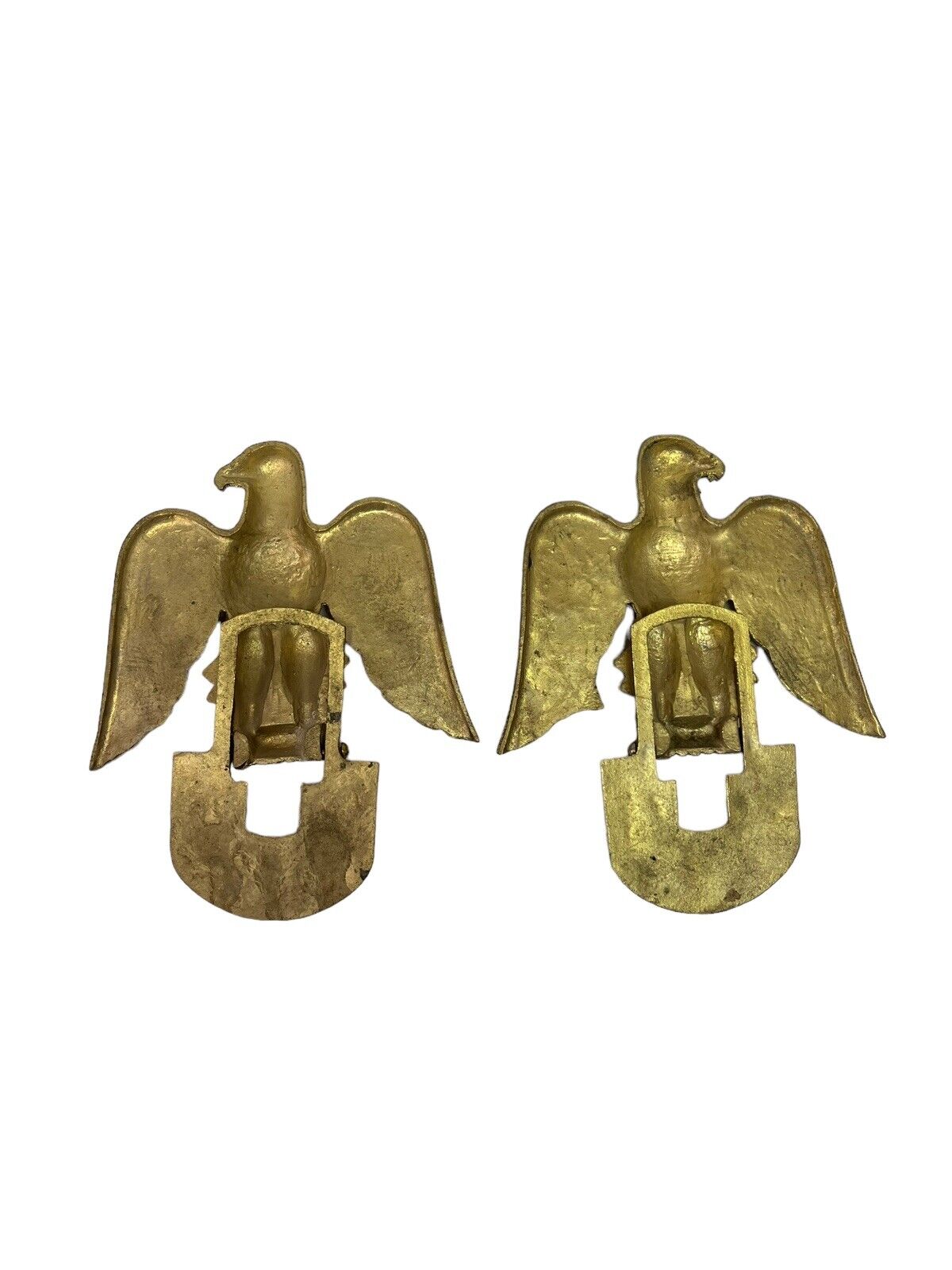Vintage Pair 2 Brass Eagle Folding Book Ends Philadelphia Manufacturing Co.