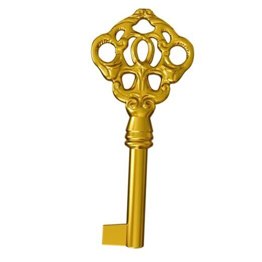 KY-9HAB Solid Brass Hand Aged Fancy Skeleton Key 