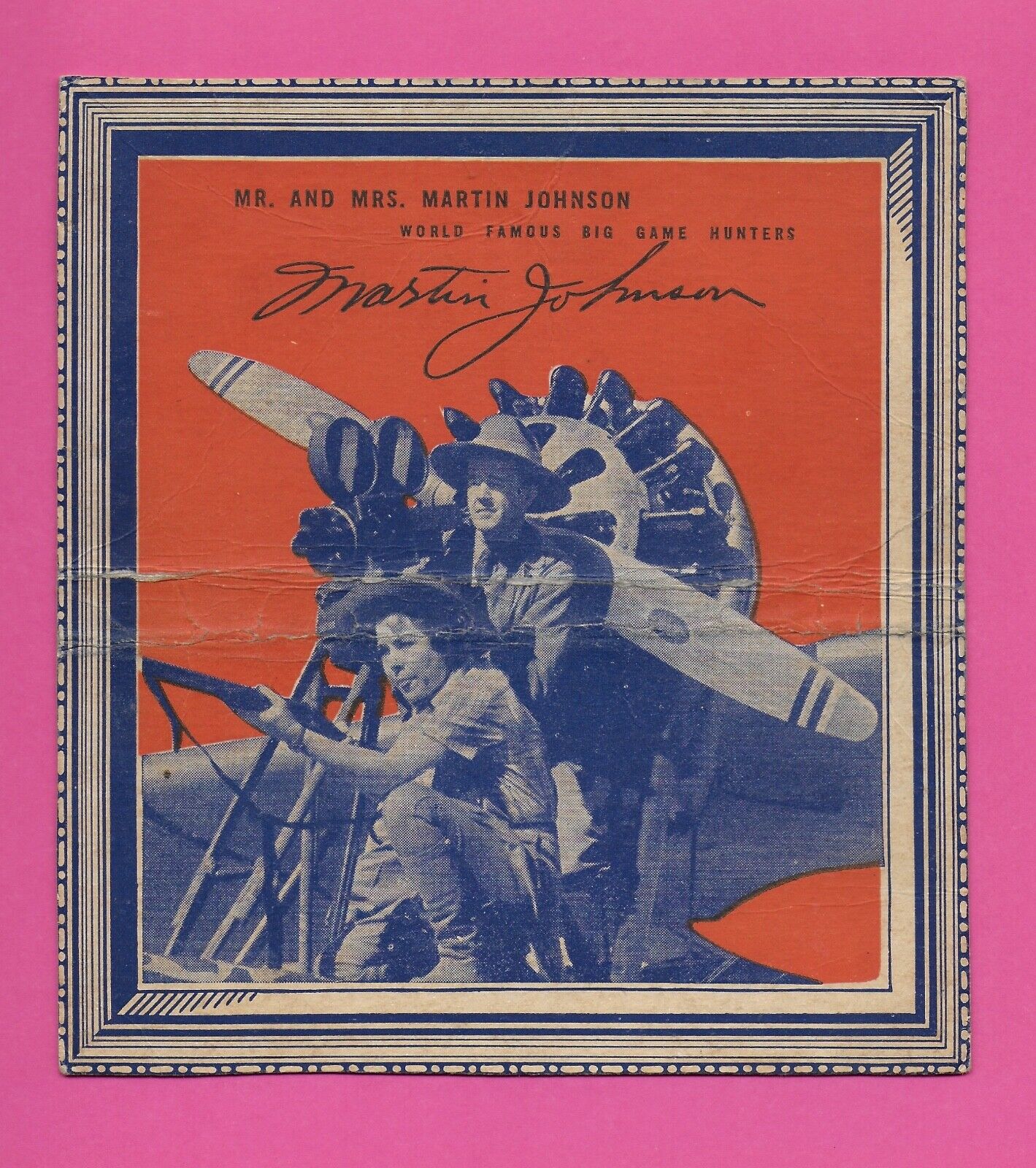 1934 Wheaties panel Mr & Mrs Johnson Aviators and Big Game Hunters VERY RARE