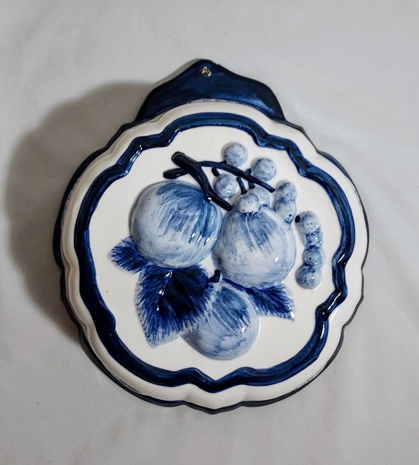 Vintage - Porcelain - Hand Painted - Floral Fruit Wall Molds - Hanging Bowl