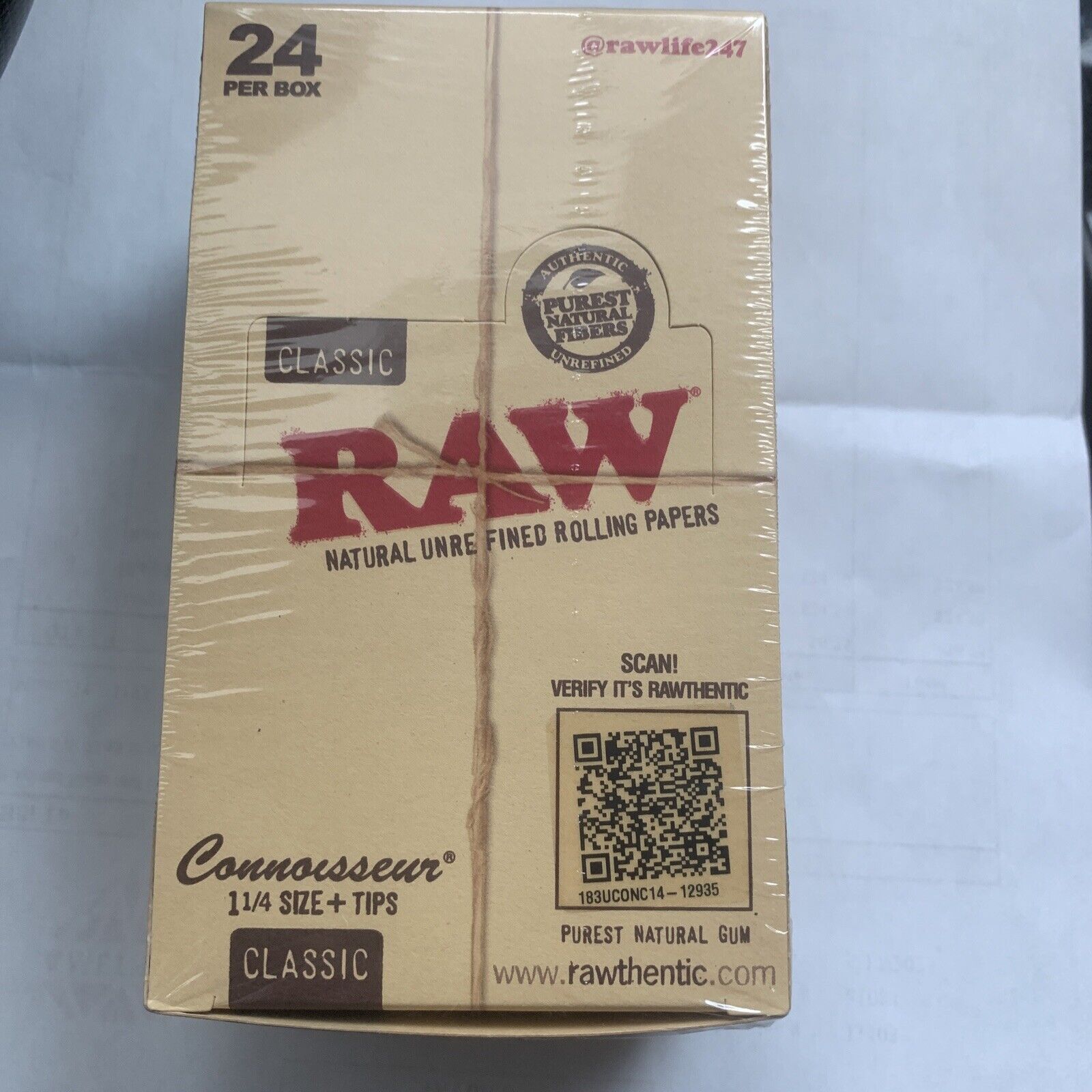 24 Pack Raw Organic Connoisseur Pack 1-1/4 Cigarette Rolling Papers new