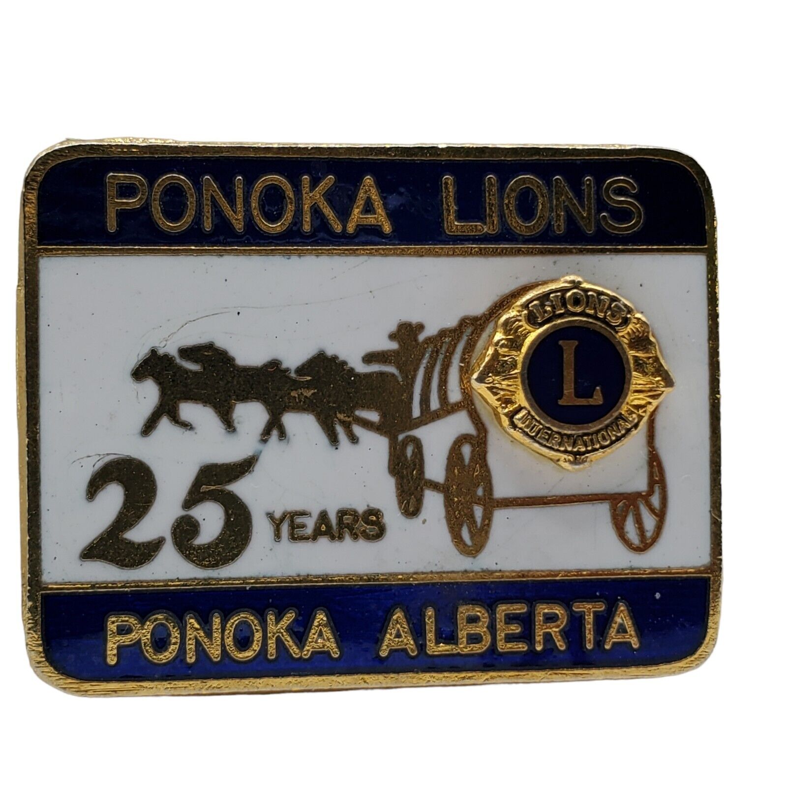 Lions Club Pin Ponoka Alberta Canada 25 Years Tie Tack Stage Coach Horse LITPC