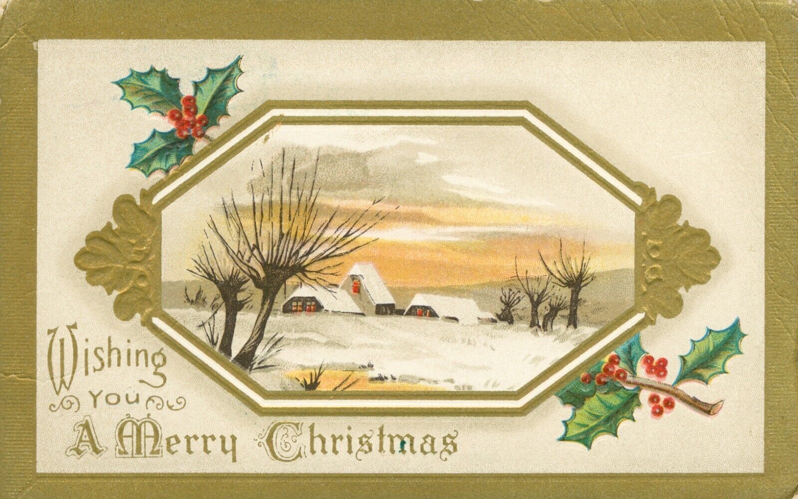 A MERRY CHRISTMAS EMBOSSED POSTCARD -A0044