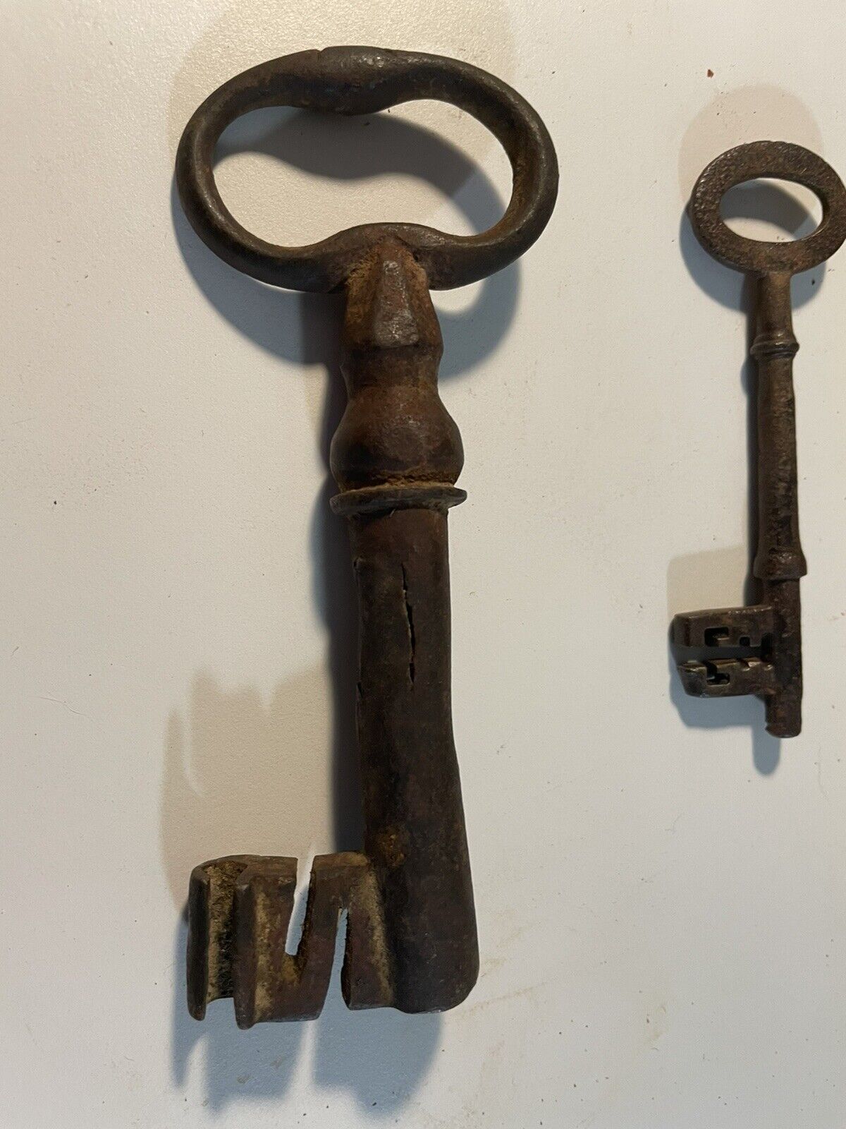 PRICE DROP  2 Very Large Cast Iron Skeleton Key Antique Vintage - 6 in & 5 in
