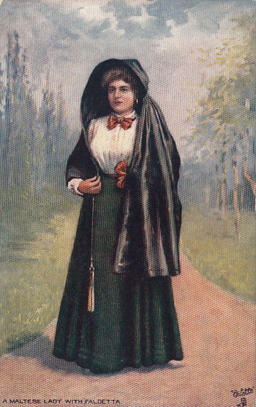 Postcard A Maltese Lady with Faldetta Malta