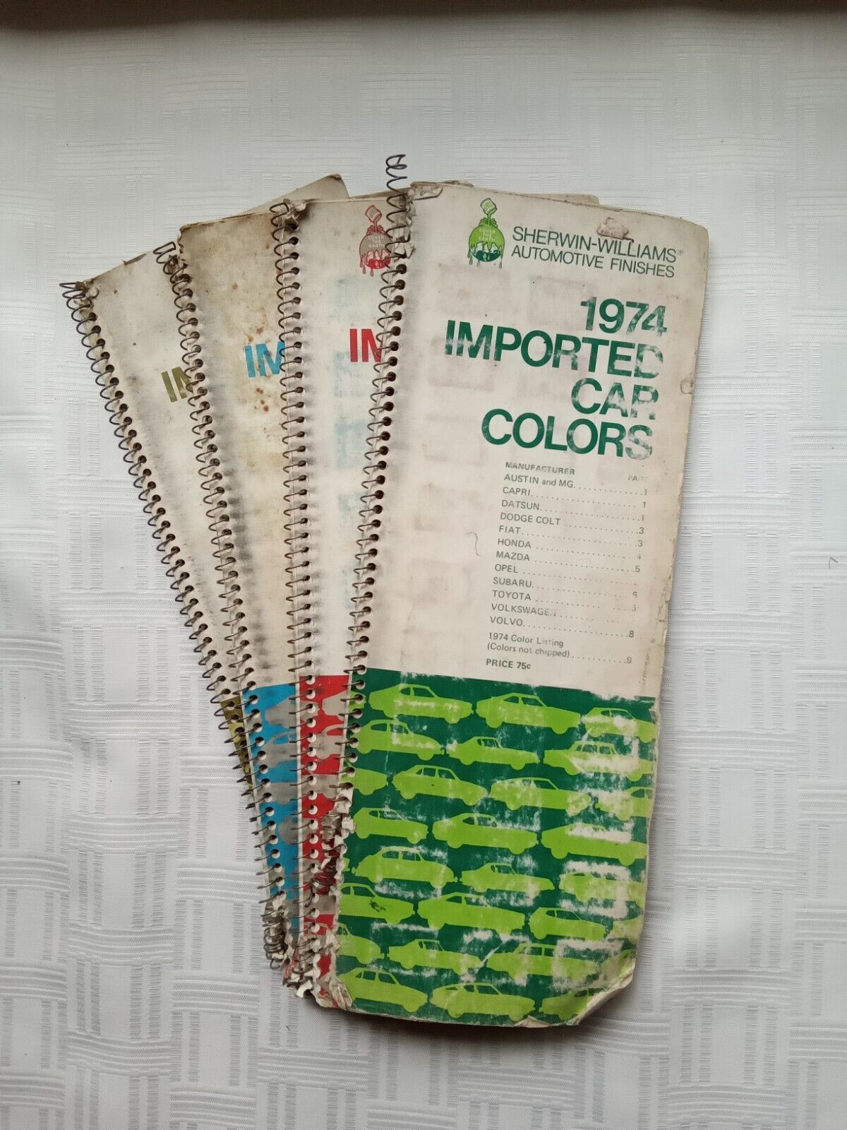 Lot Of 4 Sherwin Williams Imported Car Colors 1974-1977 Chip Books