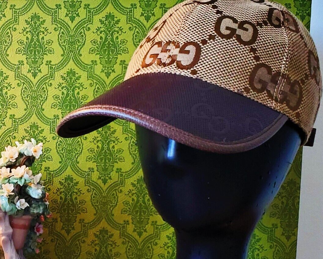 Gucci Jumbo GG Beige Brown Canvas Monogram Jacquard Baseball Cap Hat