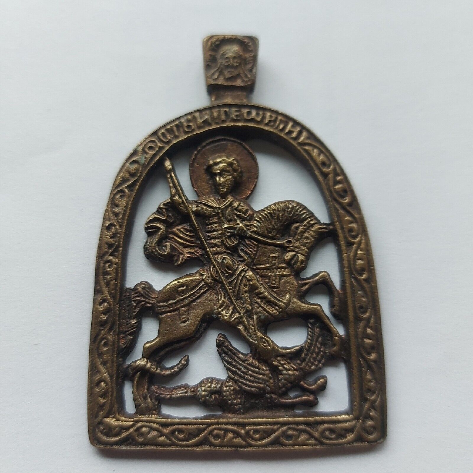   George the Victorious,Icon Ortodox Religious, bronze,20th century#403a