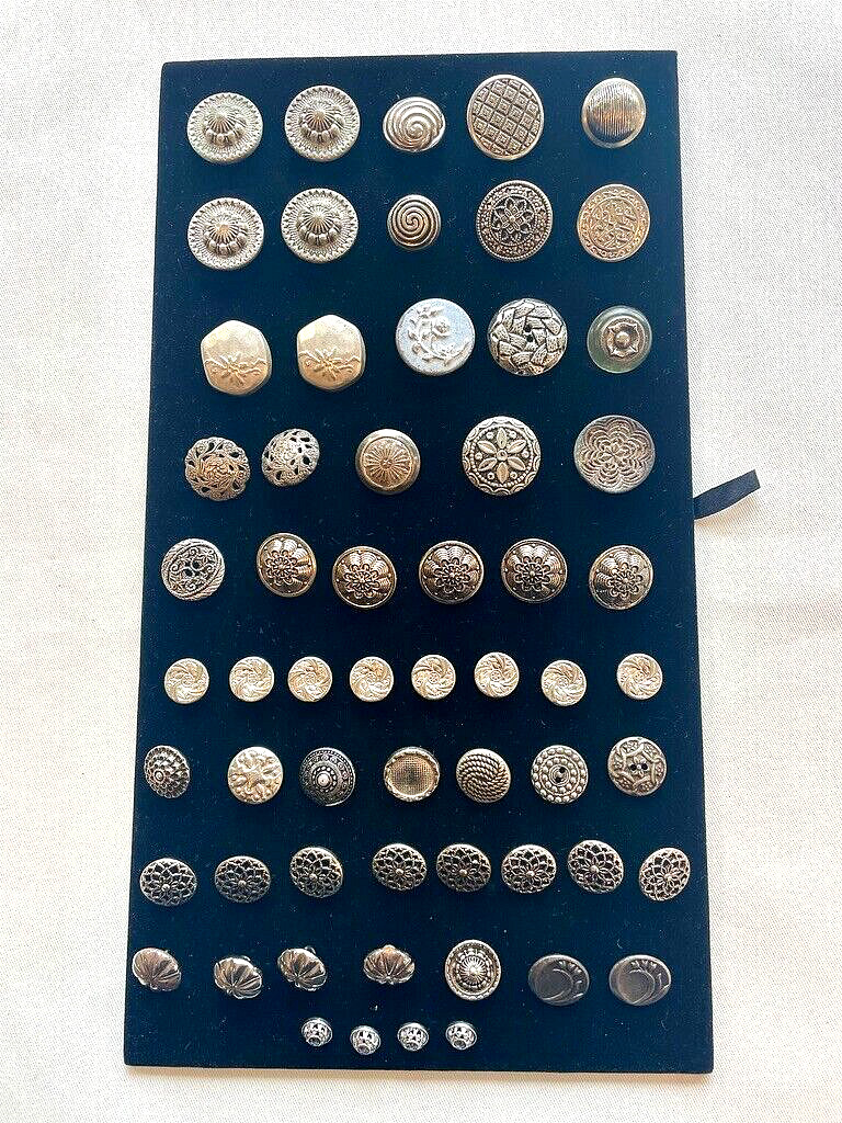 Vintage Silvertone metal, mirrored, pictured Buttons Lot of 68 
