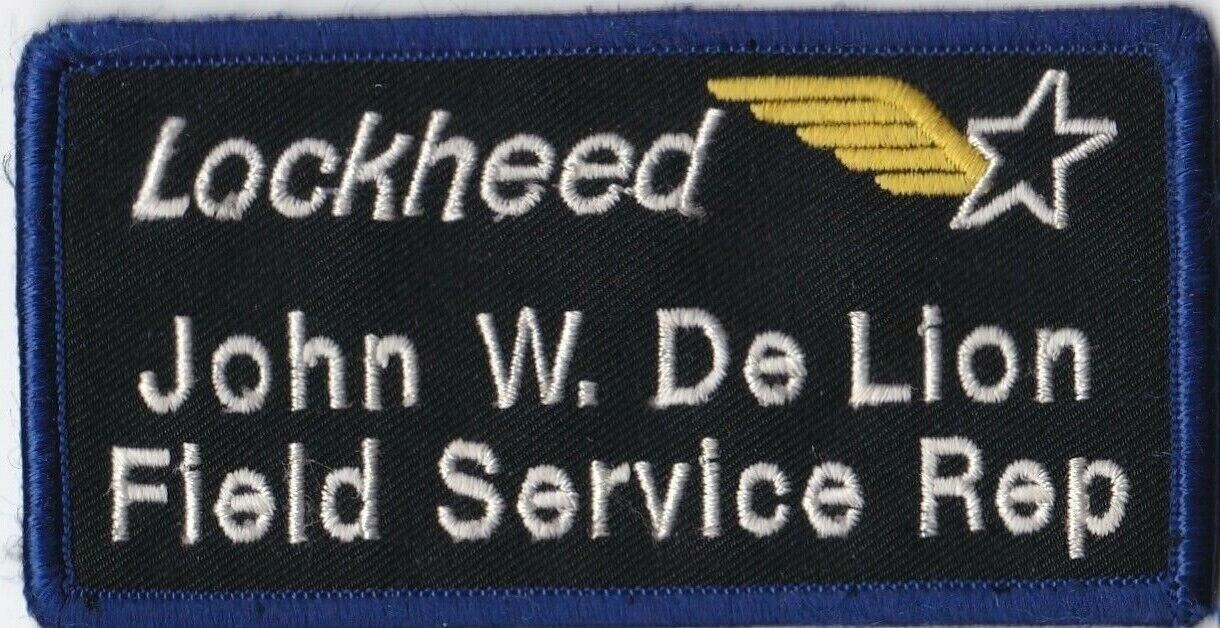 USAF Lockheed John W. De Lion Field Service Rep. Nametag Wing Patch A-7