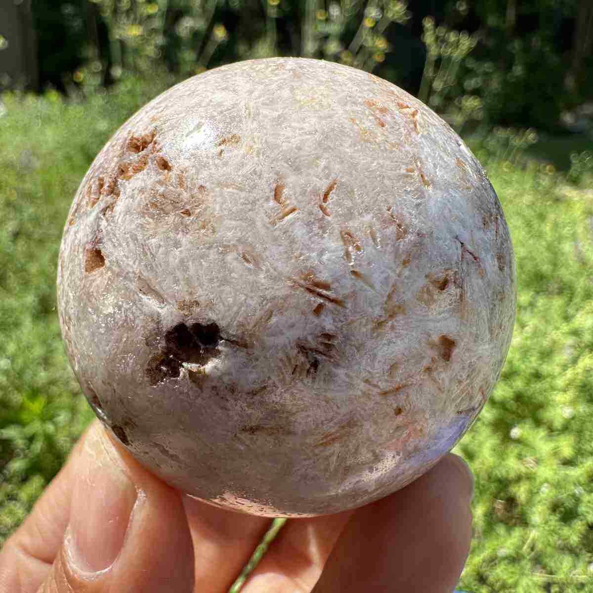 195g Natural Pink Amethyst Quartz Sphere Crystal Energy Ball Reiki Healing Decor