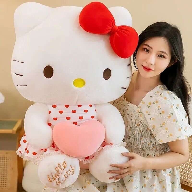 Sanrio Cartoon Anime Sheer Dress Hello Kitty Plush Doll Big Cute Room Decoration