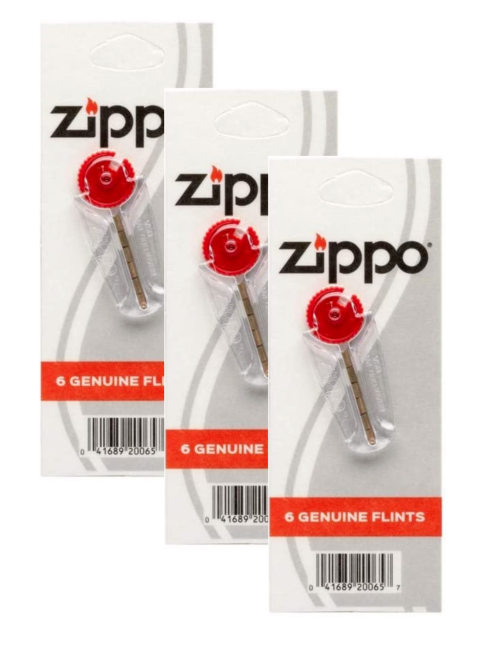Authentic Zippo Replacement Lighter Flint 3 Pack, 18 Flints for Clipper and more